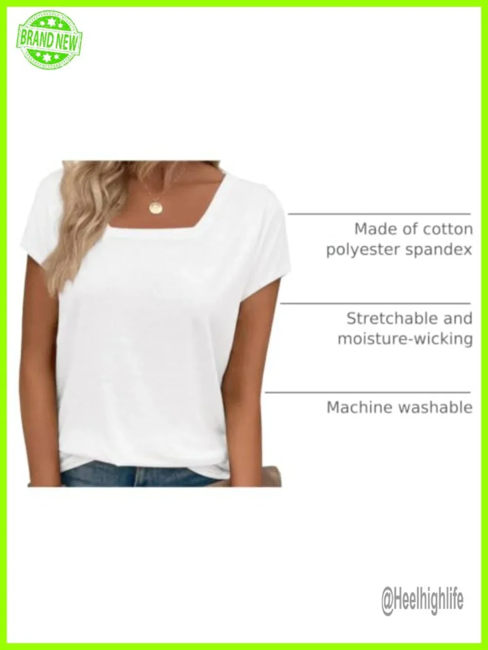 Women's Square Neck Short Sleeve Tee Casual Basic T-Shirt